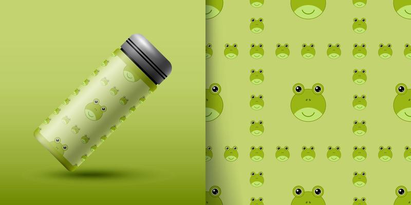 Frog seamless pattern with bottle