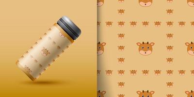 Deer seamless pattern with bottle vector