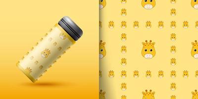 Giraffe seamless pattern with bottle vector