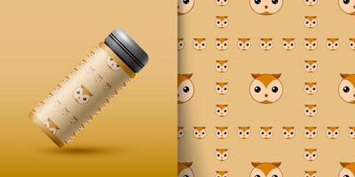 Owl seamless pattern with bottle vector