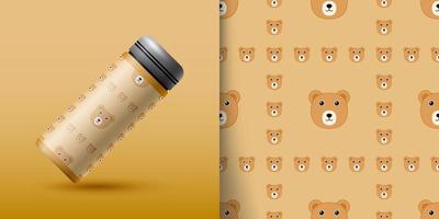 Bear seamless pattern with bottle vector