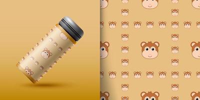 Monkey seamless pattern with bottle vector