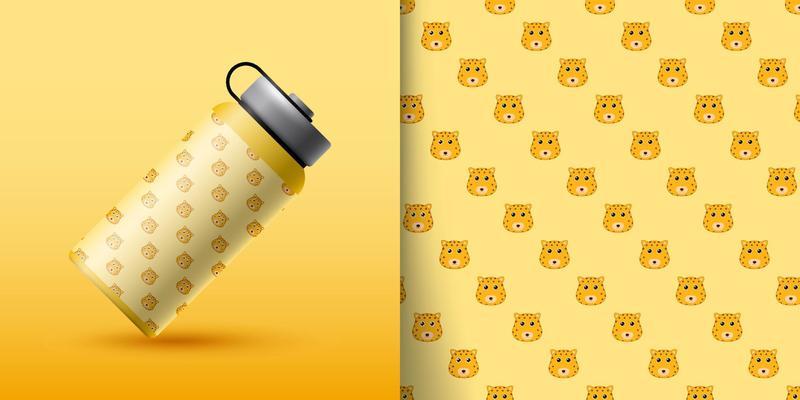 Leopard seamless pattern with bottle