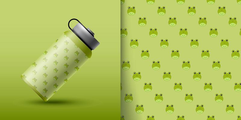 Frog seamless pattern with bottle