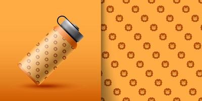 Lion seamless pattern with bottle vector