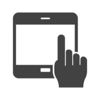 Using Touch Device Glyph Black Icon vector