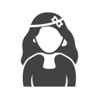 Girl in Headband Glyph Black Icon vector