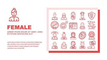 Female Occupation And Profession Landing Header Vector