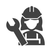 Mechanic Female Glyph Black Icon vector