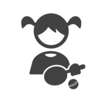 Playing Table Tennis Glyph Black Icon vector