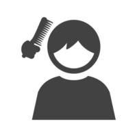 Brushing Hair Glyph Black Icon vector