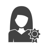 Awarded Lady Glyph Black Icon vector