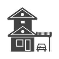 House with Garage Glyph Black Icon vector