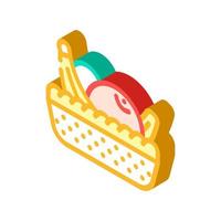 fruit basket in canteen isometric icon vector illustration