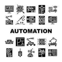 conjunto de iconos de colección de ingenieros de automatización ilustraciones vectoriales vector