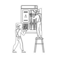 Electrical Engineering Cabinet Workers Vector