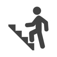 subir escaleras glifo icono negro vector