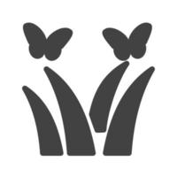 Butterflies over Plants Glyph Black Icon vector