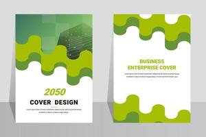 Green creative picture album book cover design template vector
