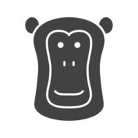 Baboon Face Glyph Black Icon vector