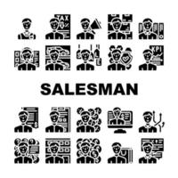 Salesman Business Occupation Icons Set Vector