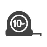 Measuring tape Glyph Black Icon vector