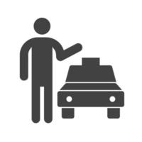 Calling Cab Glyph Black Icon vector