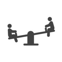 Sitting on Seesaw Glyph Black Icon vector