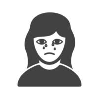 Crying Woman Glyph Black Icon vector