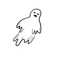 Simple Halloween Ghost in doodle style isolated on white background. Great design for any purposes. Vector illustration