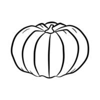 Simple hand drawn pumpkin. Black line icon. Doodle style. Great design for any purposes. Vector illustration isolated on white background