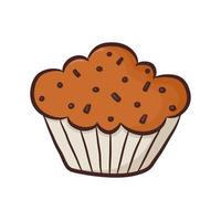 Cute colorful muffin isolated on white background. Vector illustration