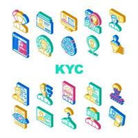 Kyc Know Your Customer Collection Icons Set Vector