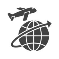 Global Flights Glyph Black Icon vector