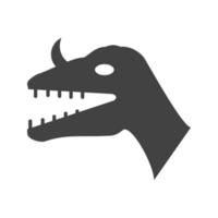 Dinosaur Face Glyph Black Icon vector