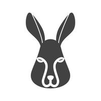 Rabbit Face Glyph Black Icon vector