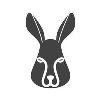 Rabbit Face Glyph Black Icon vector