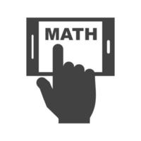 Studying Math on Mobile Glyph Black Icon vector