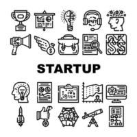 Startup Business Work Collection Icons Set Vector
