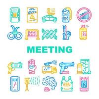 Protests Meeting Event Collection Icons Set Vector