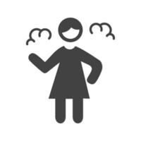 Angry Woman Glyph Black Icon vector