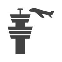 Air Control Tower Glyph Black Icon vector