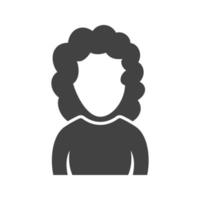 Girl with Curly Hair Glyph Black Icon vector