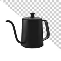 Black kettle 3d vector for drip coffee on white background