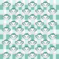 green monkey with green pink plaid pattern vector background. green plaid on fabric pattern. Square pattern for cloth. green square background.