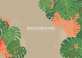 leaf background with green and orange color on brown background vector