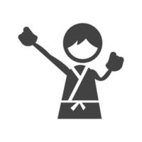 haciendo karate glifo icono negro vector