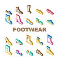 Footwear Fashionable And Luxury Icons Set Vector