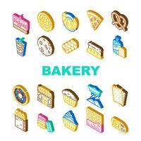 Bakery Delicious Dessert Food Icons Set Vector
