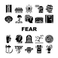 Fear Phobia Problem Collection Icons Set Vector